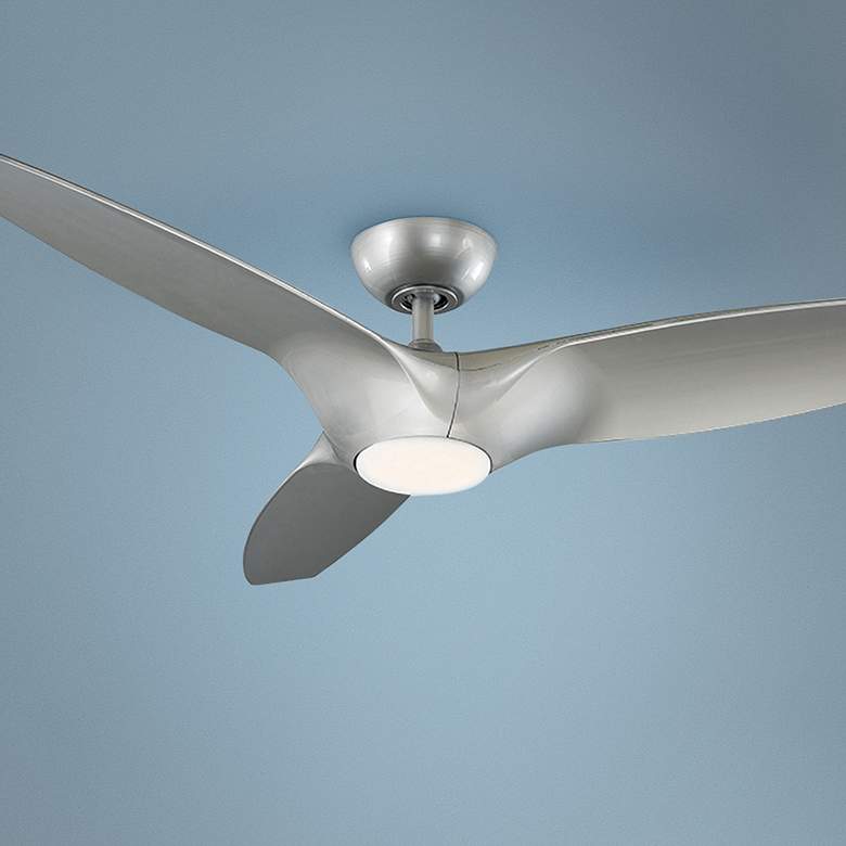 Image 1 60" Modern Forms Morpheus III Silver LED Wet Rated Hugger Smart Fan