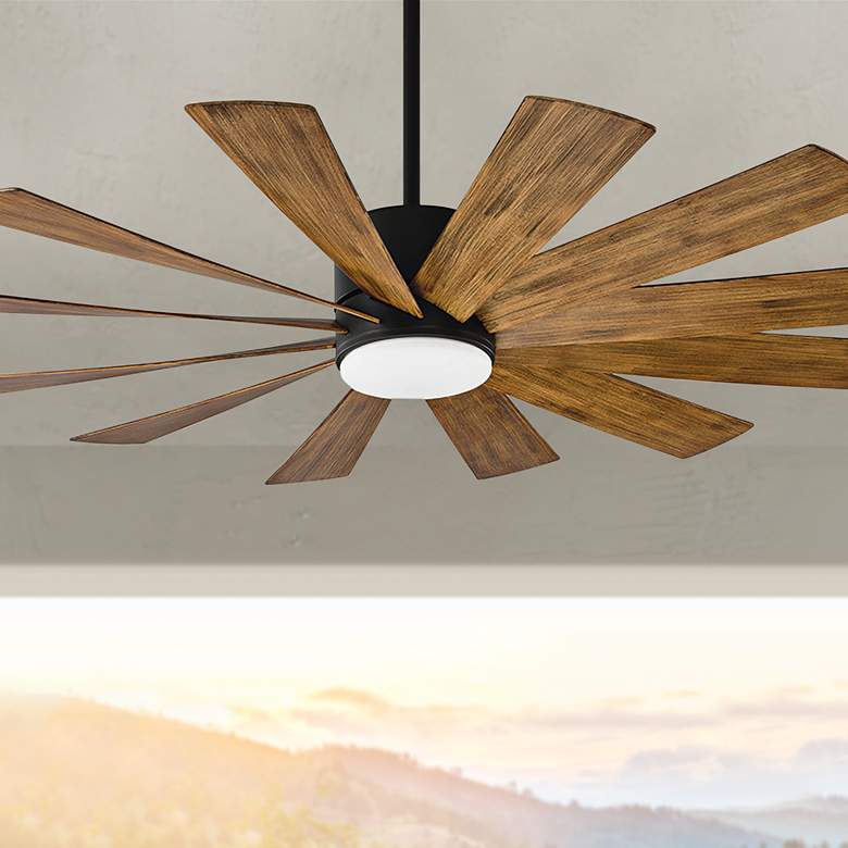 60&quot; Modern Forms Windflower Matte Black LED Wet Smart Ceiling Fan