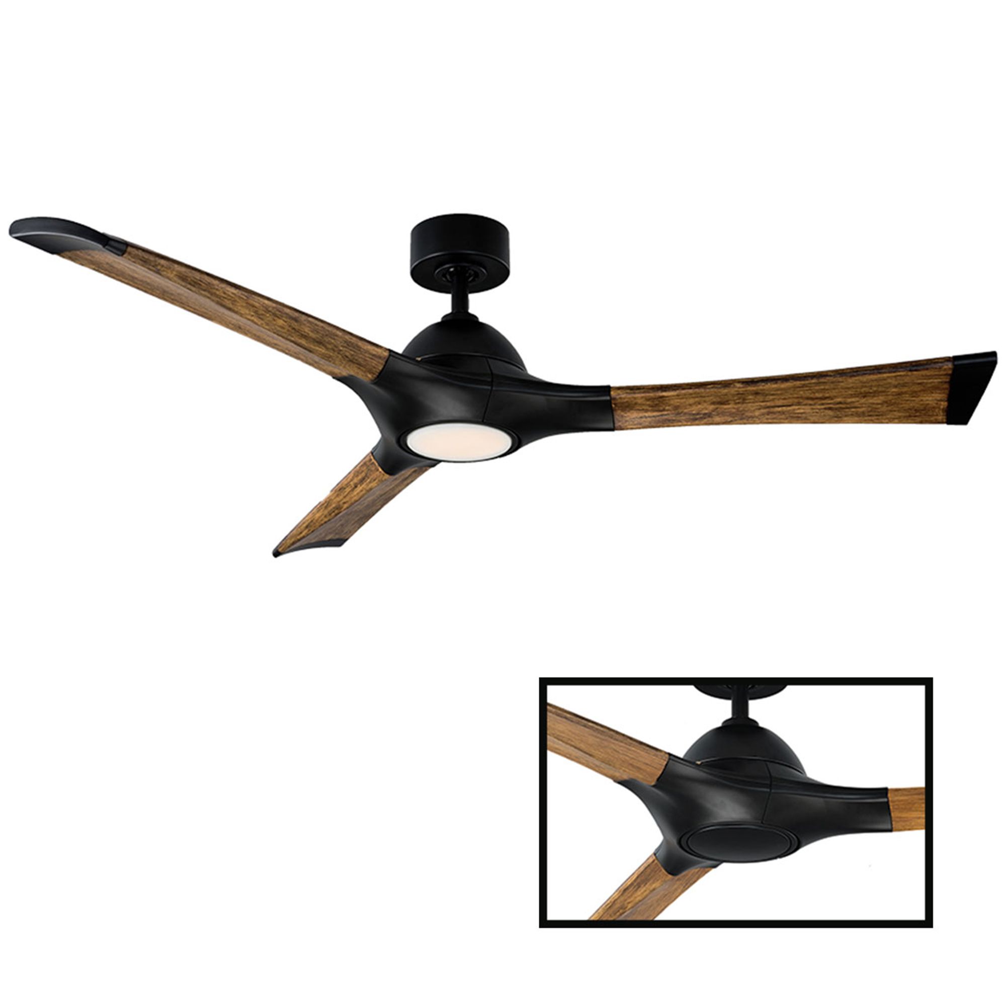 Image 3 60" Modern Forms Woody Black 2700K LED Smart Ceiling Fan Made to Order more views