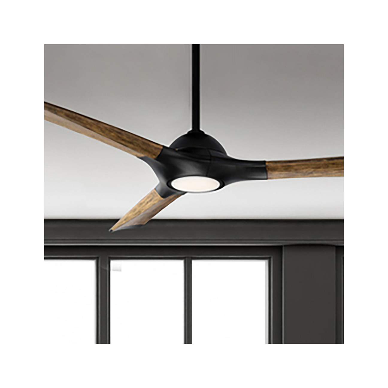60" Modern Forms Woody Matte Black LED Wet Rated Fan with Remote