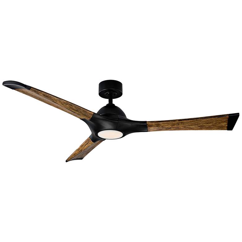 Image 2 60" Modern Forms Woody Matte Black LED Wet Smart Ceiling Fan