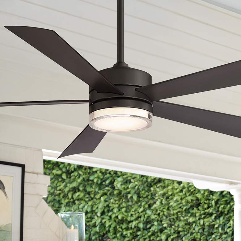 60&quot; Modern Forms Wynd Bronze Wet Rated LED Ceiling Fan with Remote