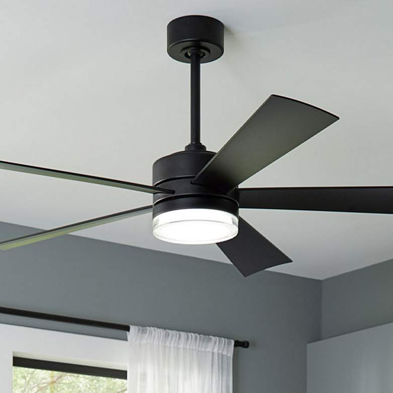 Image 2 60" Modern Forms Wynd Matte Black 2700K LED Smart Ceiling Fan