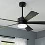 60" Modern Forms Wynd Matte Black 2700K LED Smart Ceiling Fan in scene