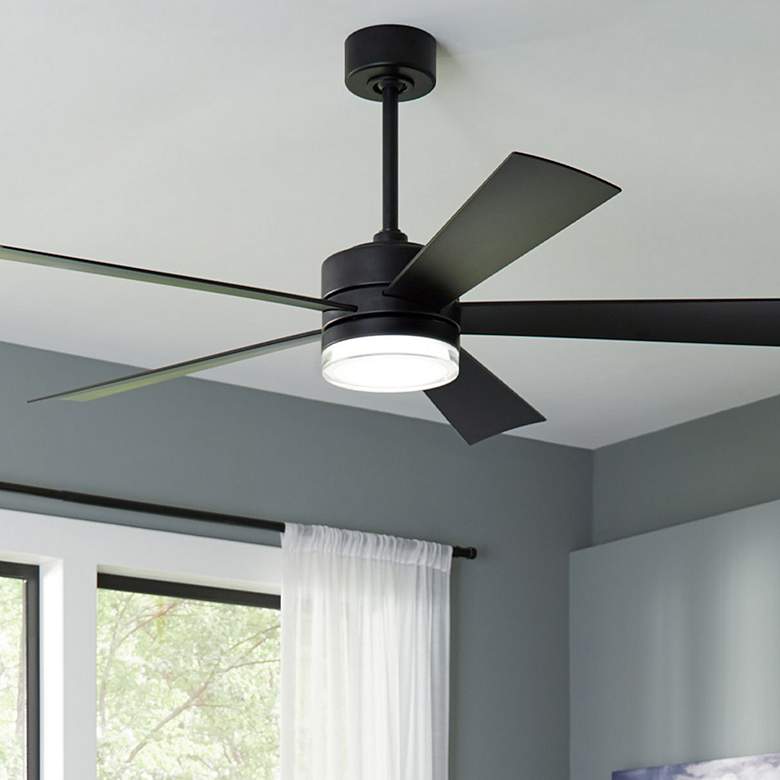 Image 2 60" Modern Forms Wynd Matte Black LED Smart Ceiling Fan