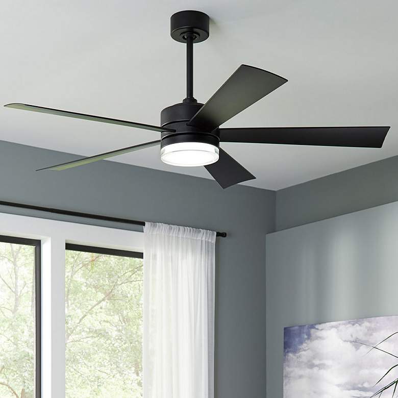 Image 2 60" Modern Forms Wynd Matte Black LED Smart Ceiling Fan