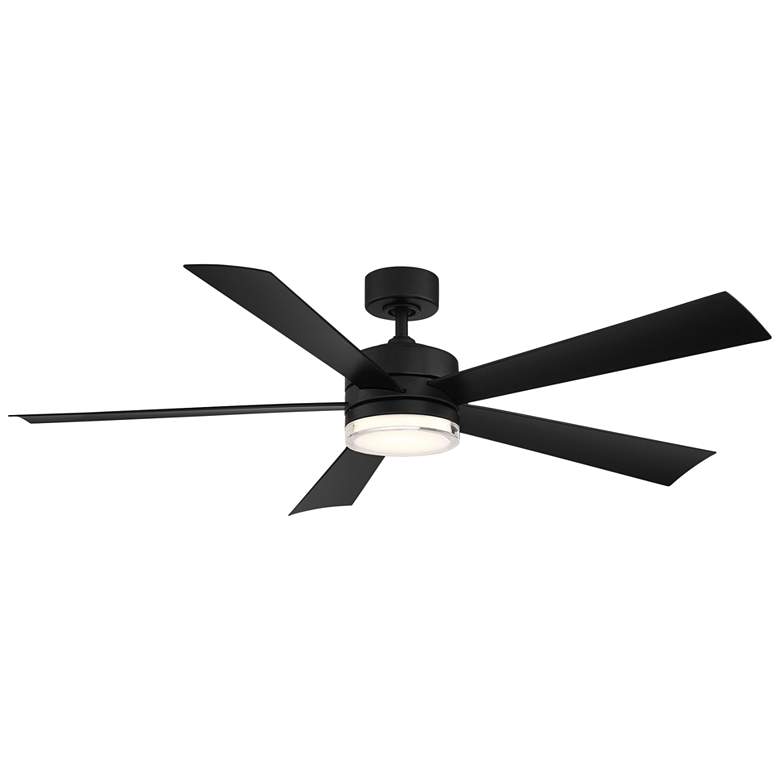 Image 2 60" Modern Forms Wynd Matte Black Wet Location LED Smart Ceiling Fan