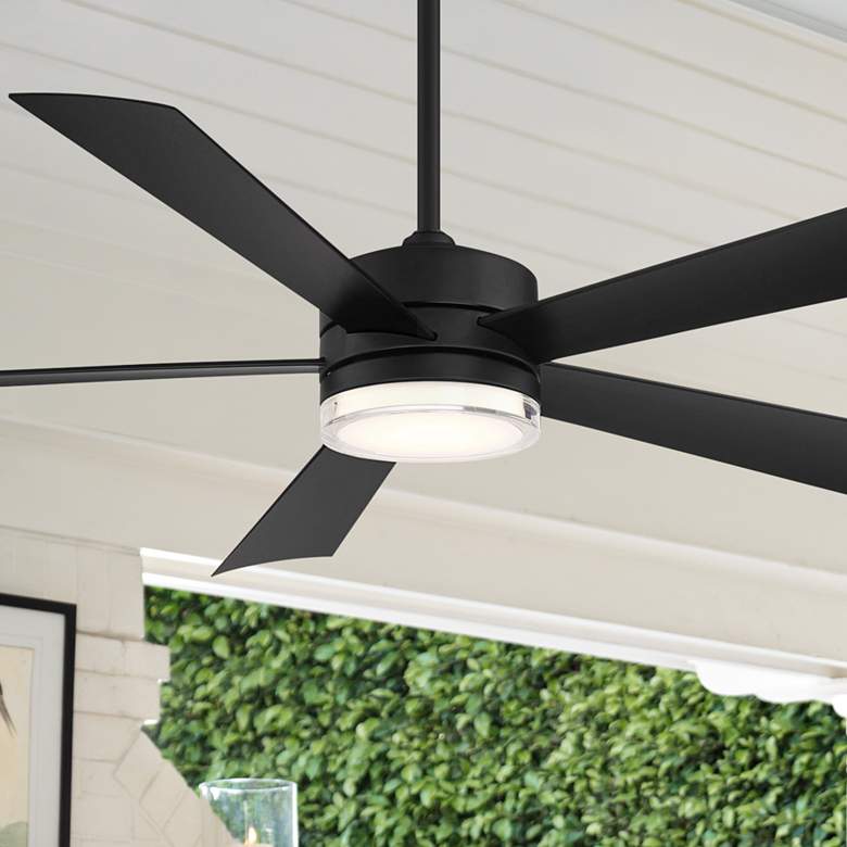 Image 1 60" Modern Forms Wynd Matte Black Wet Location LED Smart Ceiling Fan