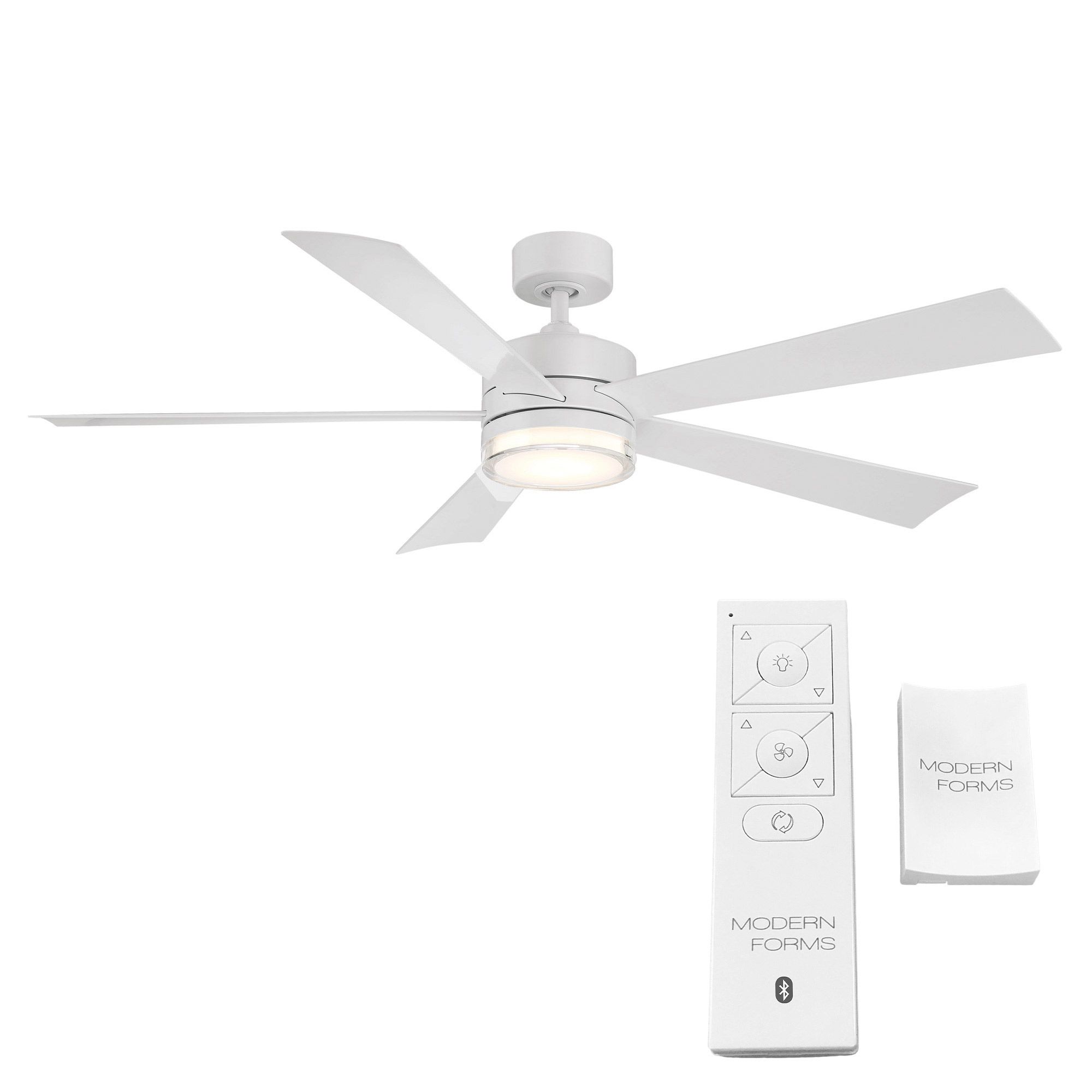 60" Modern Forms Wynd Matte White Wet Location LED Smart Ceiling Fan