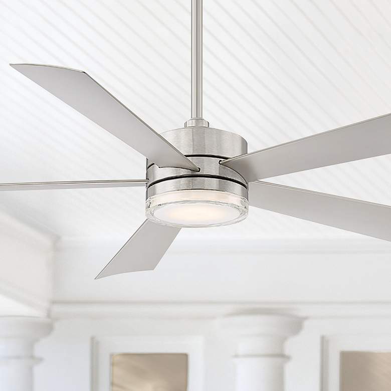 Image 1 60" Modern Forms Wynd Stainless Steel LED Smart Ceiling Fan