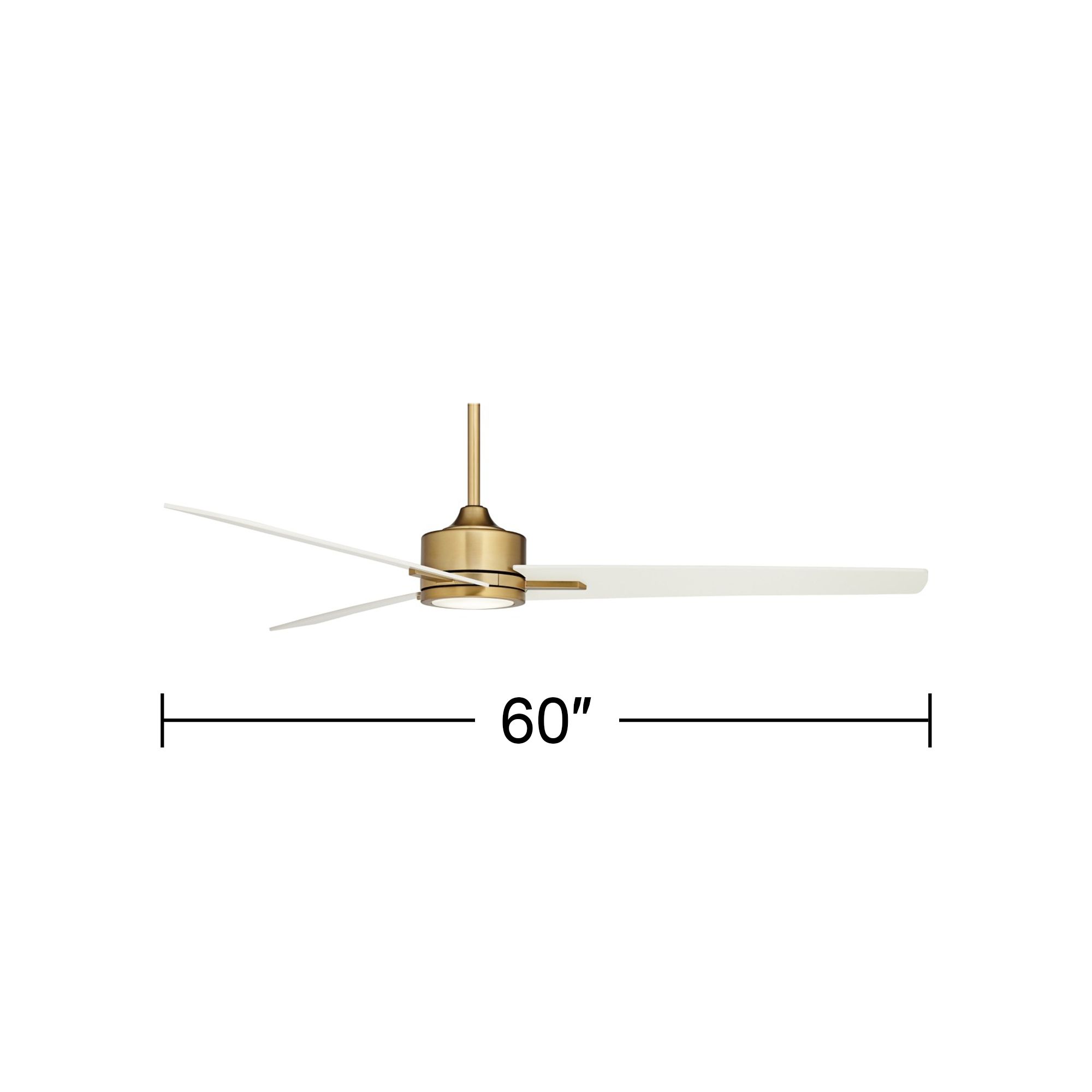60" Monte Largo Soft Brass LED Bond Bridge Ceiling Fan with Remote