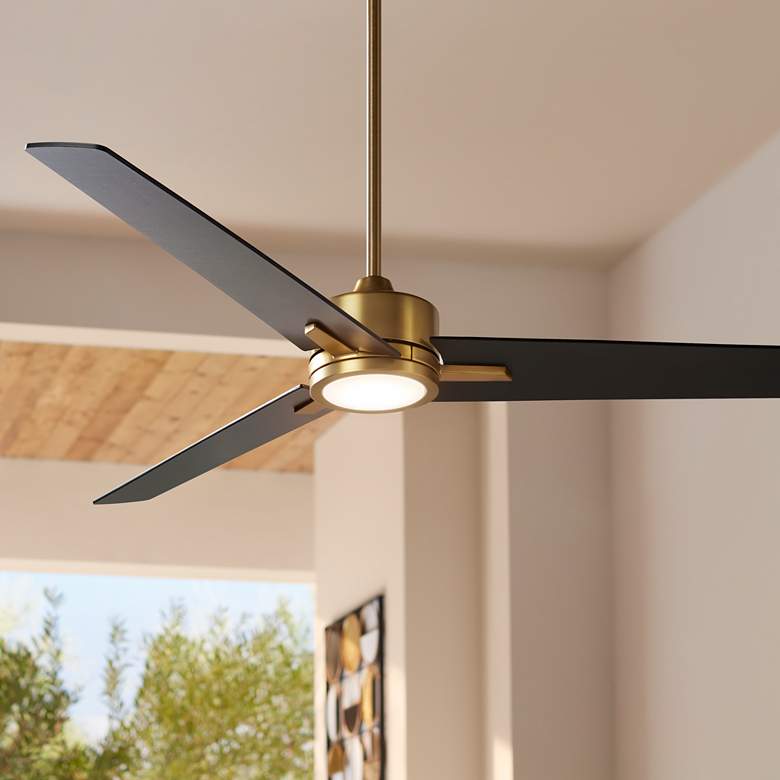 60&quot; Monte Largo Soft Brass LED Ceiling Fan with Remote Control