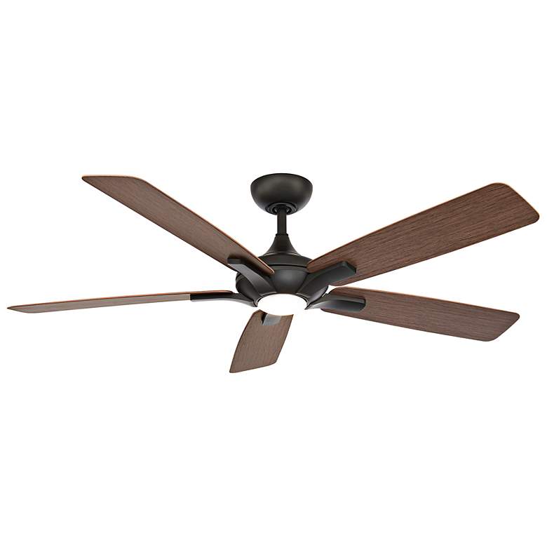 Image 2 60" Mykonos 5 Bronze 3500K LED Ceiling Fan w/ Walnut Blades