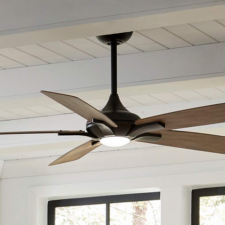 Image 1 60" Mykonos 5 Bronze 3500K LED Ceiling Fan w/ Walnut Blades