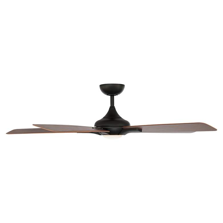 Image 3 60" Mykonos 5 Bronze 3500K LED Ceiling Fan w/ Walnut Blades more views