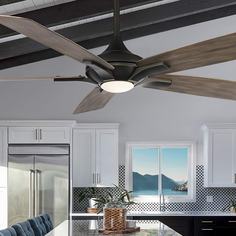 Image 1 60" Mykonos Bronze 2700K LED Ceiling Fan w/ Barn Wood Blades