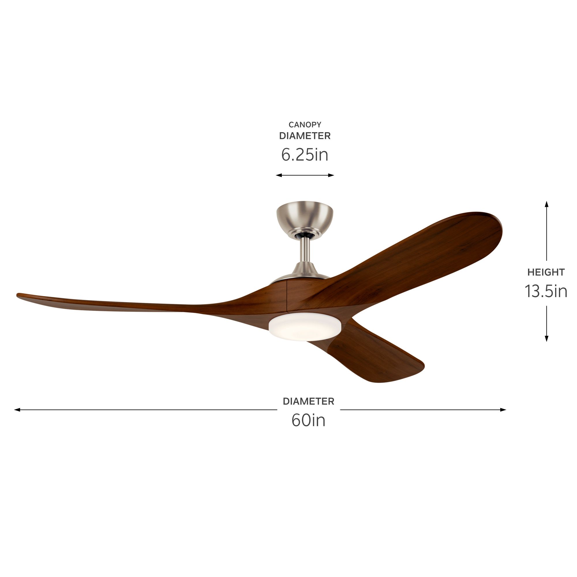 Image 7 60 Inch Mylo Ceiling Fan in Brushed Nickel with Natural Walnut Wood Blades more views