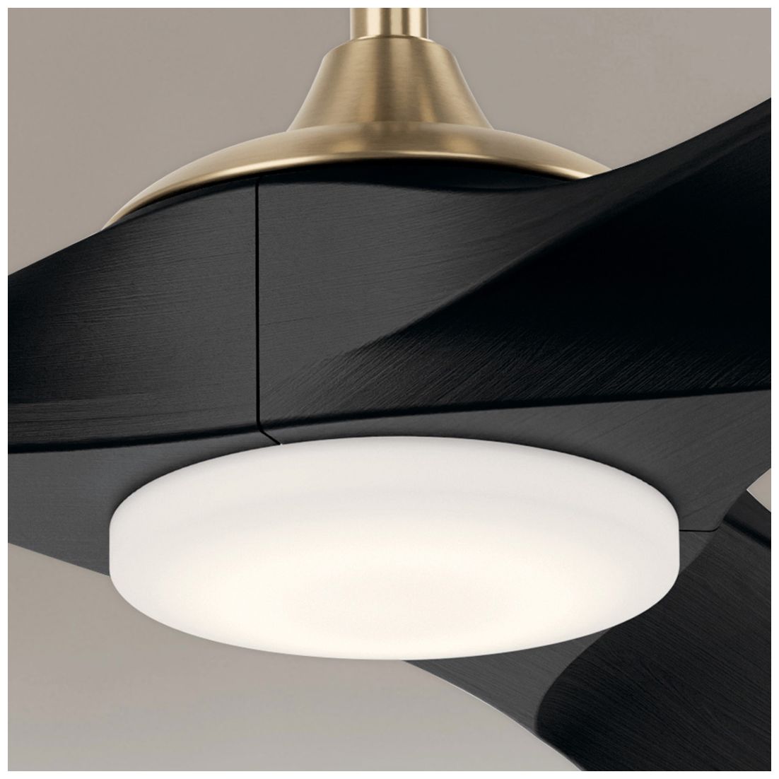 Image 2 60 Inch Mylo Ceiling Fan in Champagne Bronze with Jet Black Wood Blades more views