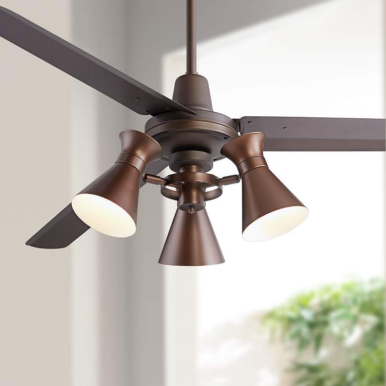 Image 1 60 inch Oil-Rubbed Bronze Metal 3-Light LED Ceiling Fan