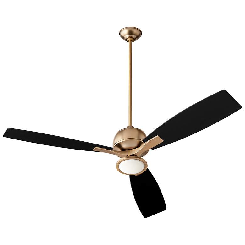 Image 2 60" Oxygen Juno Aged Brass Ceiling Fan with Black Blades more views