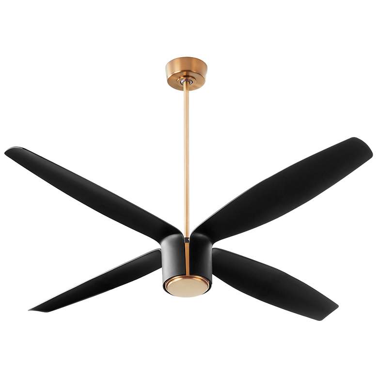 Image 1 60" Oxygen Smaraan Brass and Black Damp Ceiling Fan with Wall Control
