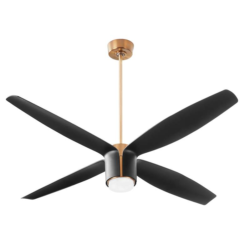 Image 2 60" Oxygen Smaraan Brass and Black Damp Ceiling Fan with Wall Control more views