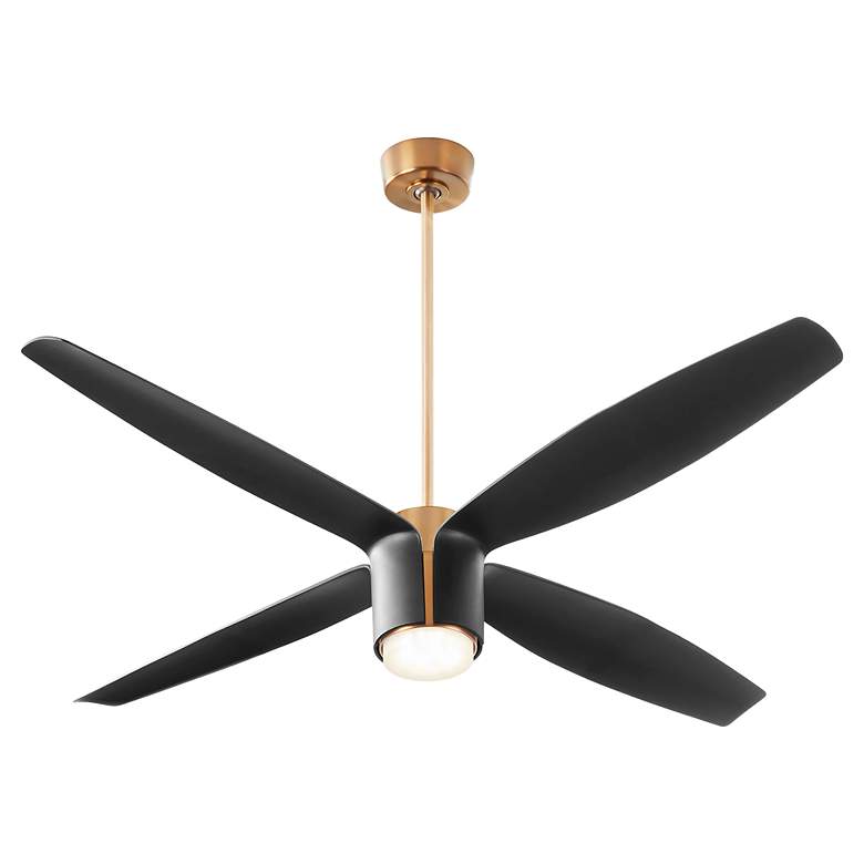Image 3 60" Oxygen Smaraan Brass and Black Damp Ceiling Fan with Wall Control more views