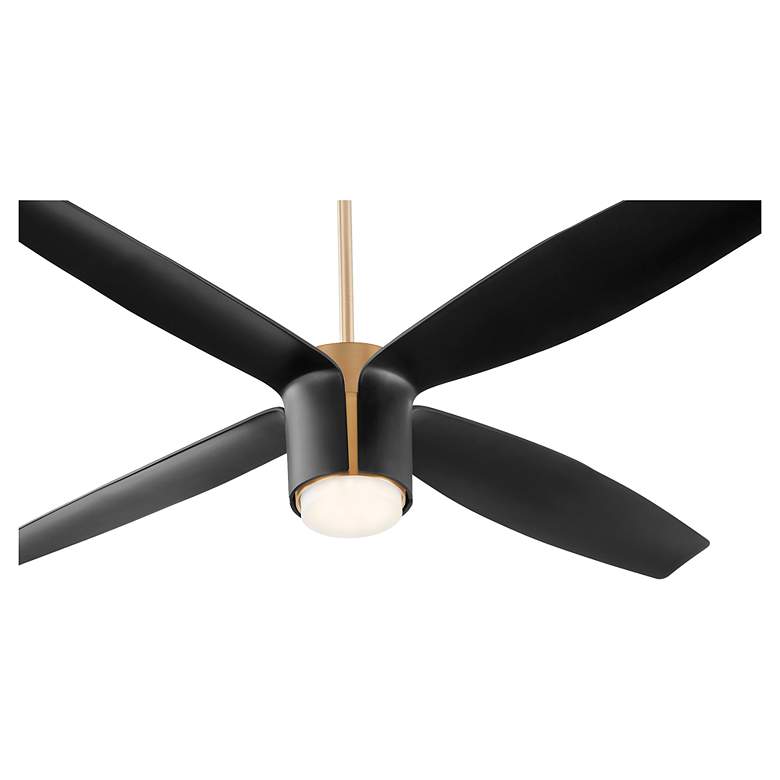Image 5 60" Oxygen Smaraan Brass and Black Damp Ceiling Fan with Wall Control more views