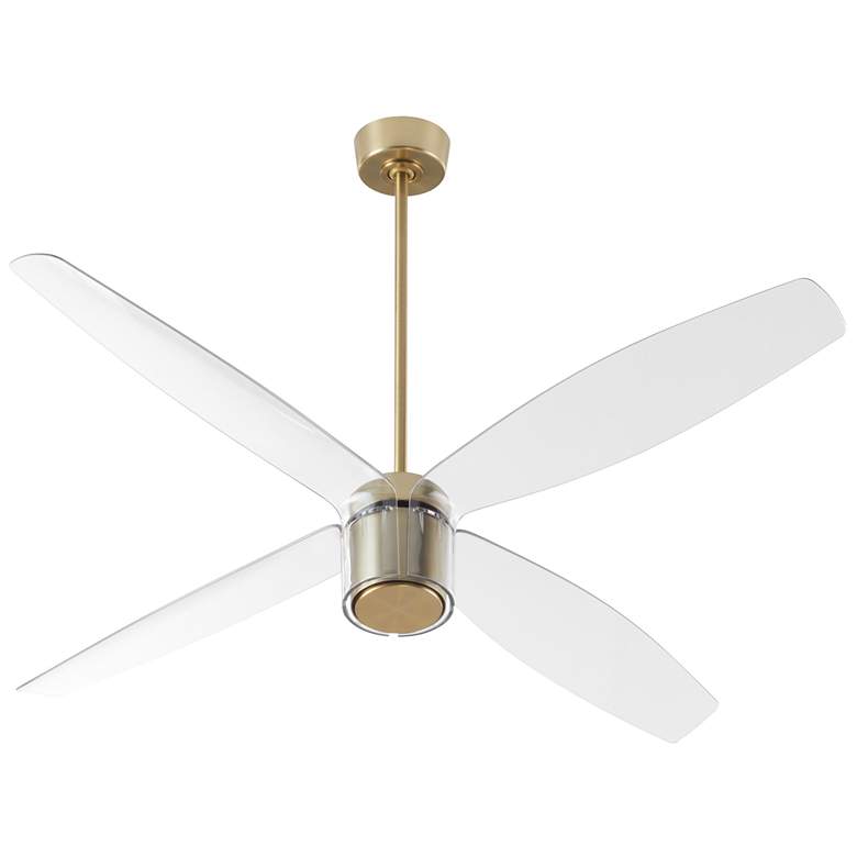 Image 1 60" Oxygen Smaraan Brass and White Damp Ceiling Fan with Wall Control