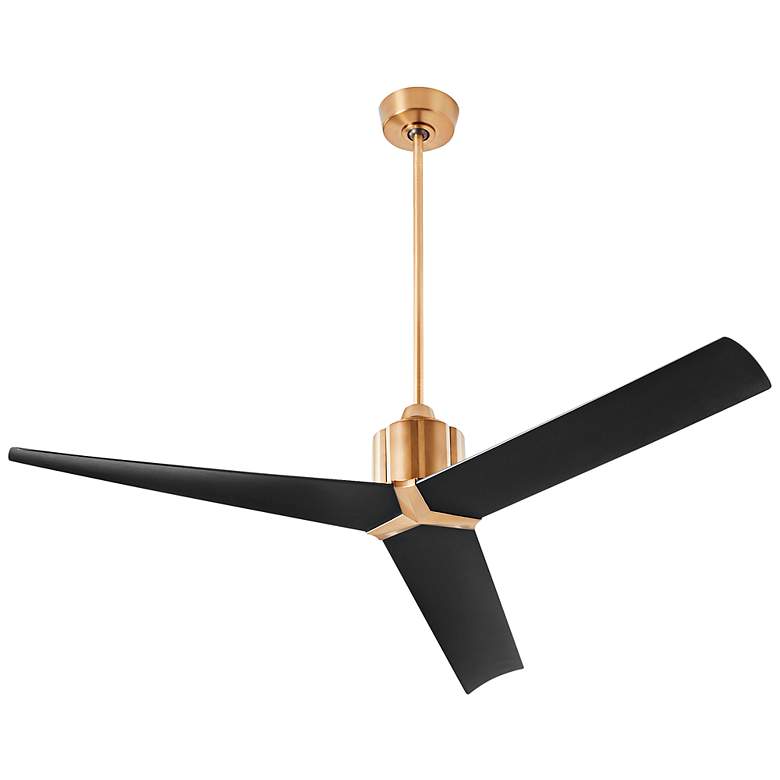 Image 1 60" Oxygen Strato Brass and Black Damp Ceiling Fan with Wall Control