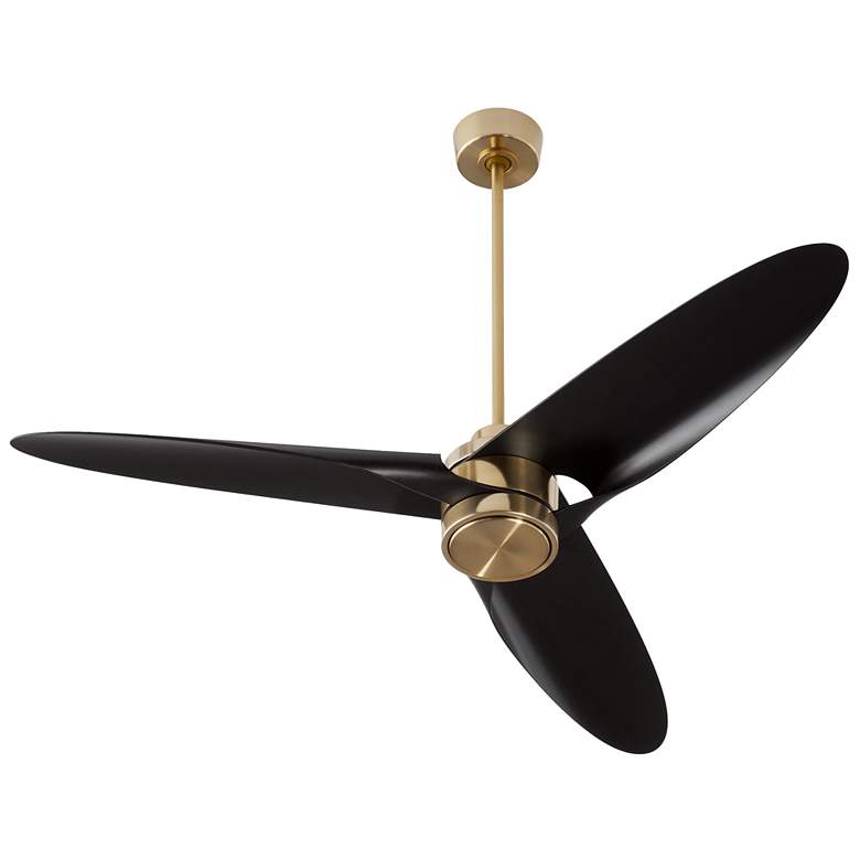 Image 1 60" Oxygen Xega Aged Brass and Black Damp Rated Smart Ceiling Fan