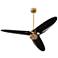 60" Oxygen Xega Aged Brass and Black Damp Rated Smart Ceiling Fan