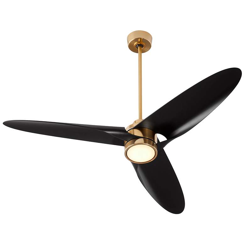 Image 3 60" Oxygen Xega Aged Brass and Black Damp Rated Smart Ceiling Fan more views
