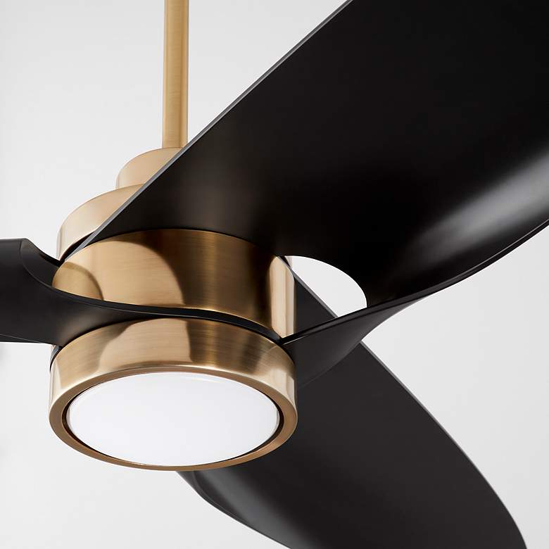Image 4 60" Oxygen Xega Aged Brass and Black Damp Rated Smart Ceiling Fan more views