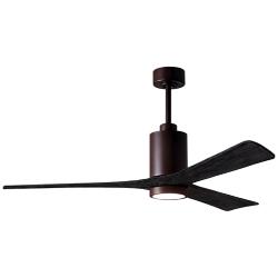 60" Patricia-3 Bronze LED Ceiling Fan with Black Blades