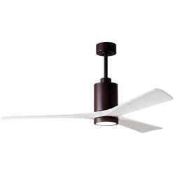 60" Patricia-3 Bronze LED Ceiling Fan with White Blades