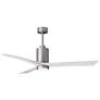 60" Patricia-3 Brushed Nickel and White LED Ceiling Fan