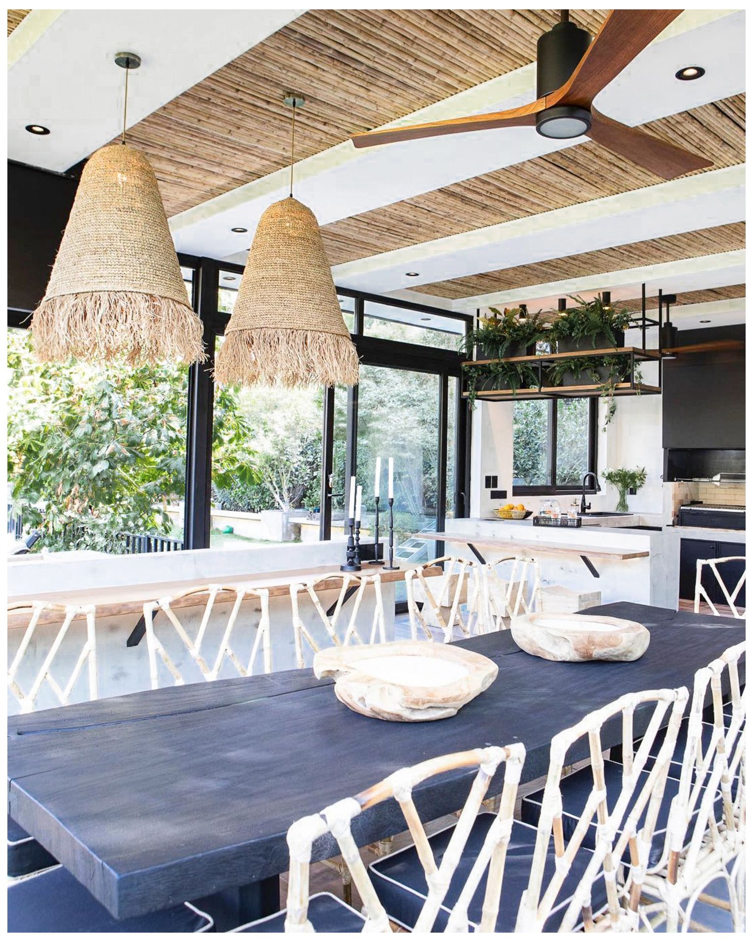 Image 7 60" Patricia-3 Matte Black LED Ceiling Fan w/ Walnut Blades more views