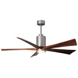 60" Patricia-5 Brushed Nickel and Walnut LED Ceiling Fan