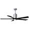60" Patricia-5 Brushed Nickel Ceiling Fan with Black Blades
