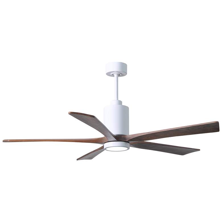 Image 1 60" Patricia-5 Gloss White LED Ceiling Fan w/ Walnut Blades