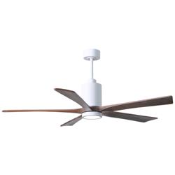 60" Patricia-5 Gloss White LED Ceiling Fan w/ Walnut Blades