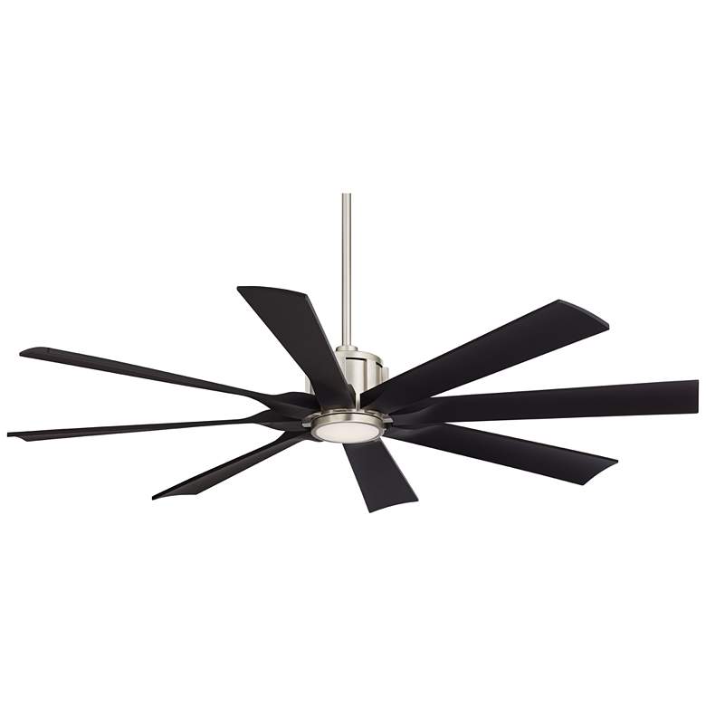 Image 2 60" Possini Defender Brushed Nickel Damp LED Ceiling Fan with Remote