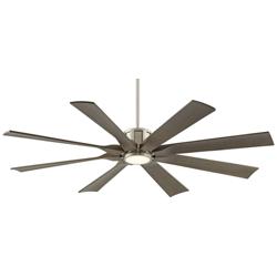 60&quot; Possini Defender Brushed Nickel Damp LED Ceiling Fan with Remote