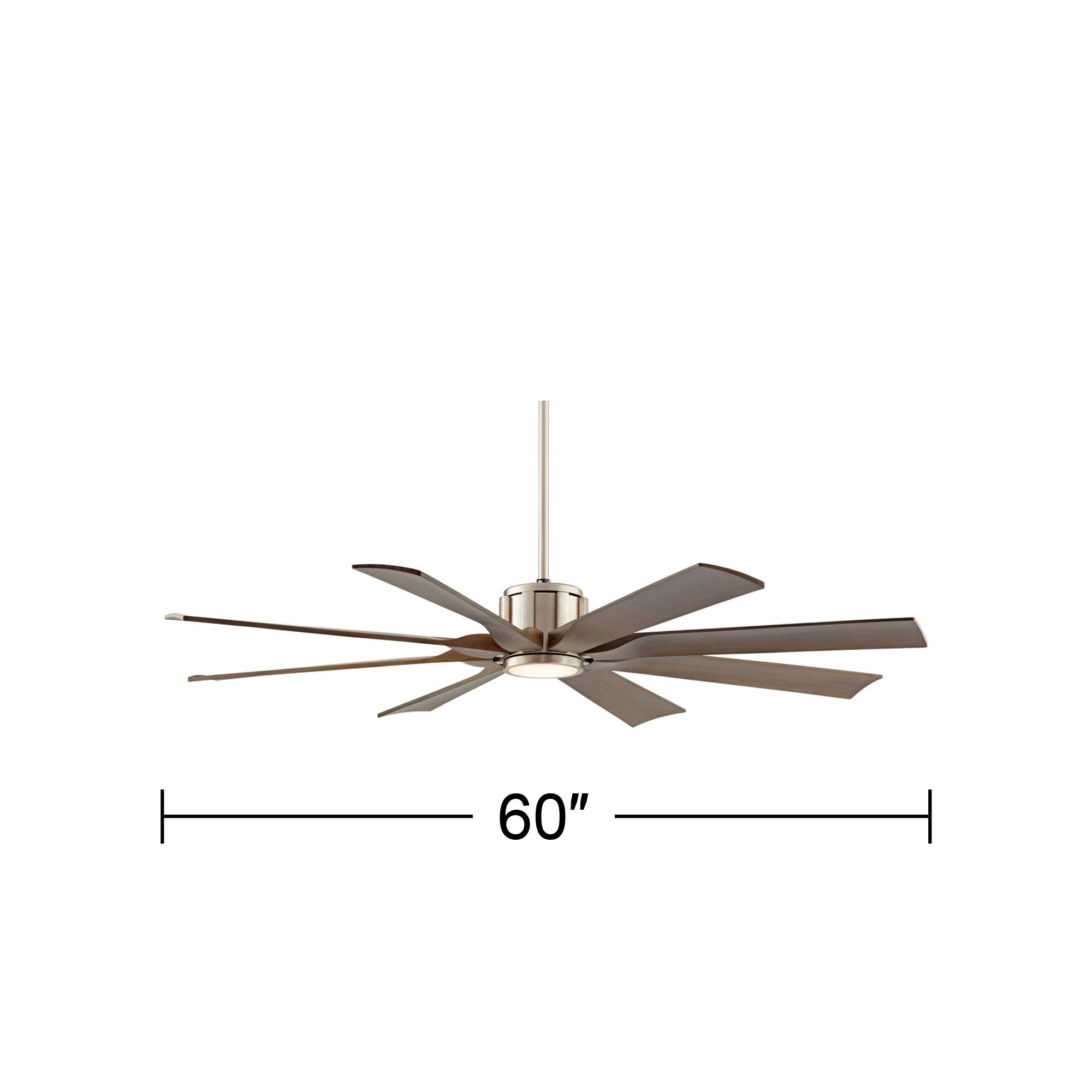 60" Possini Defender Brushed Nickel Damp LED Ceiling Fan with Remote in scene