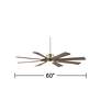 60" Possini Defender Brushed Nickel Damp LED Ceiling Fan with Remote in scene