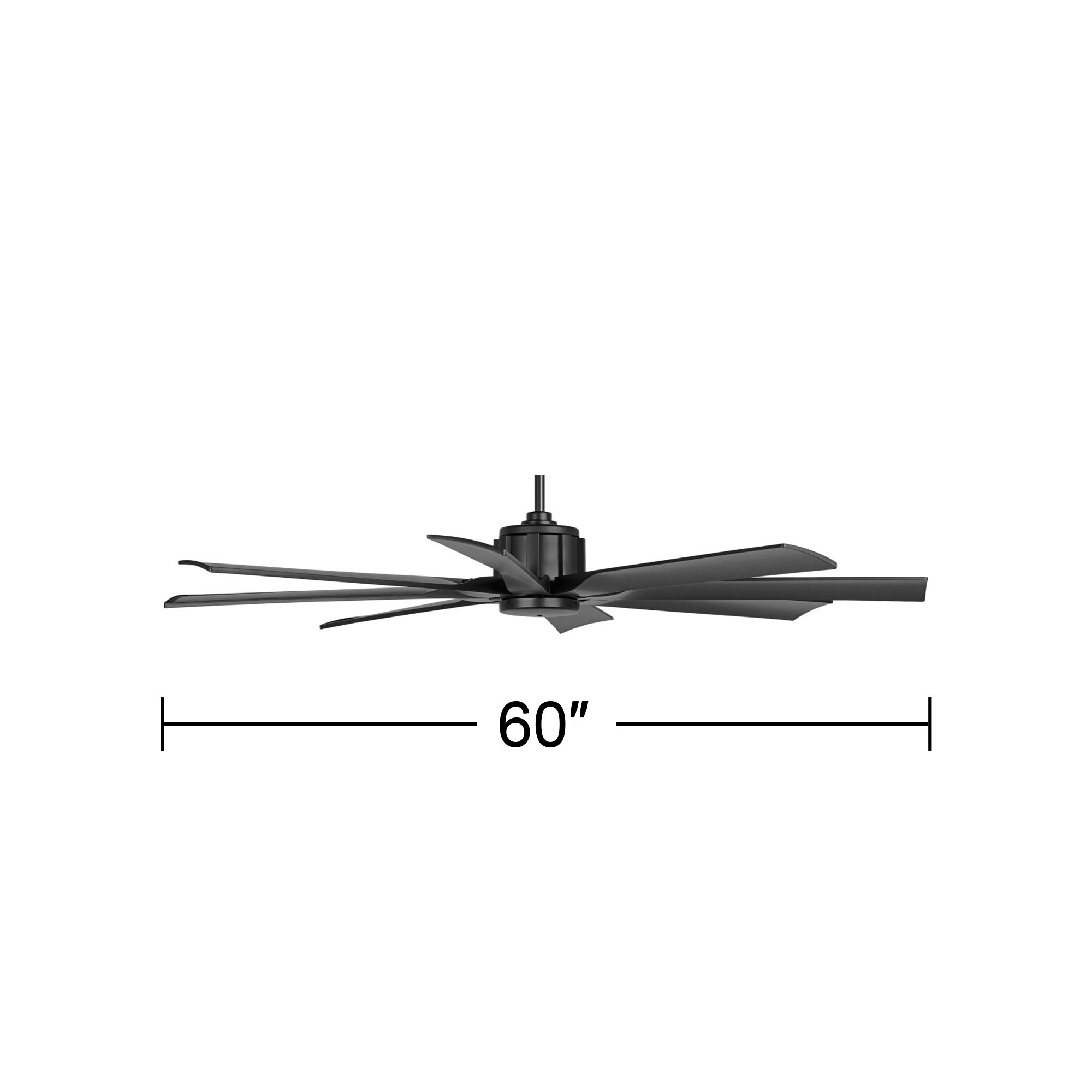 60" Possini Defender Matte Black Damp Ceiling Fan with Remote