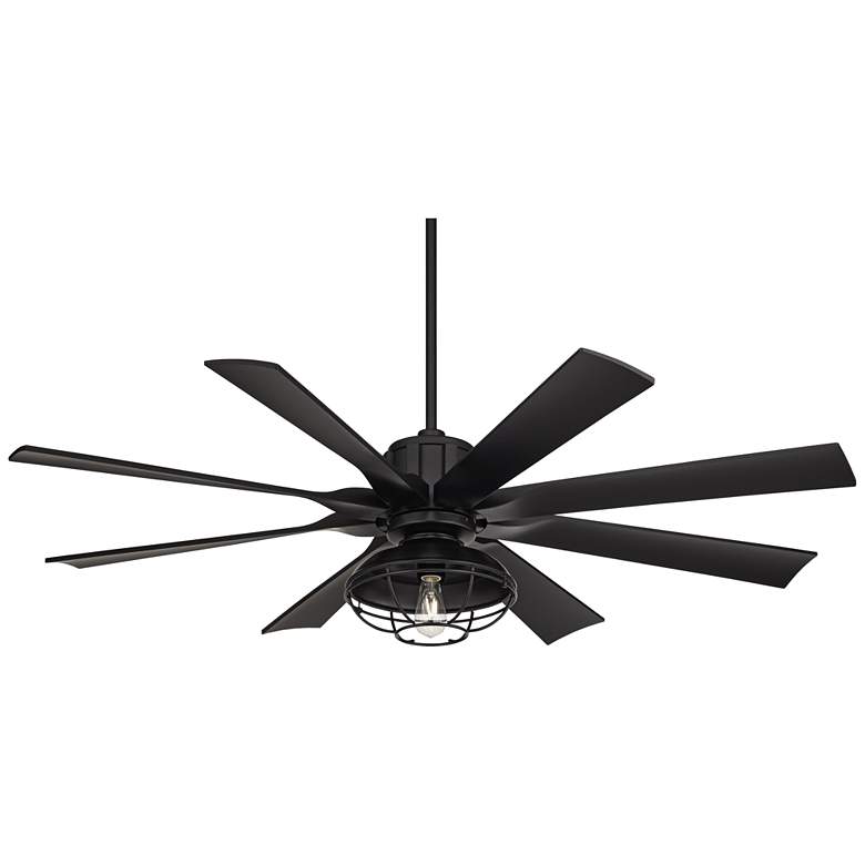 Image 2 60" Possini Defender Matte Black Damp LED Ceiling Fan with Remote