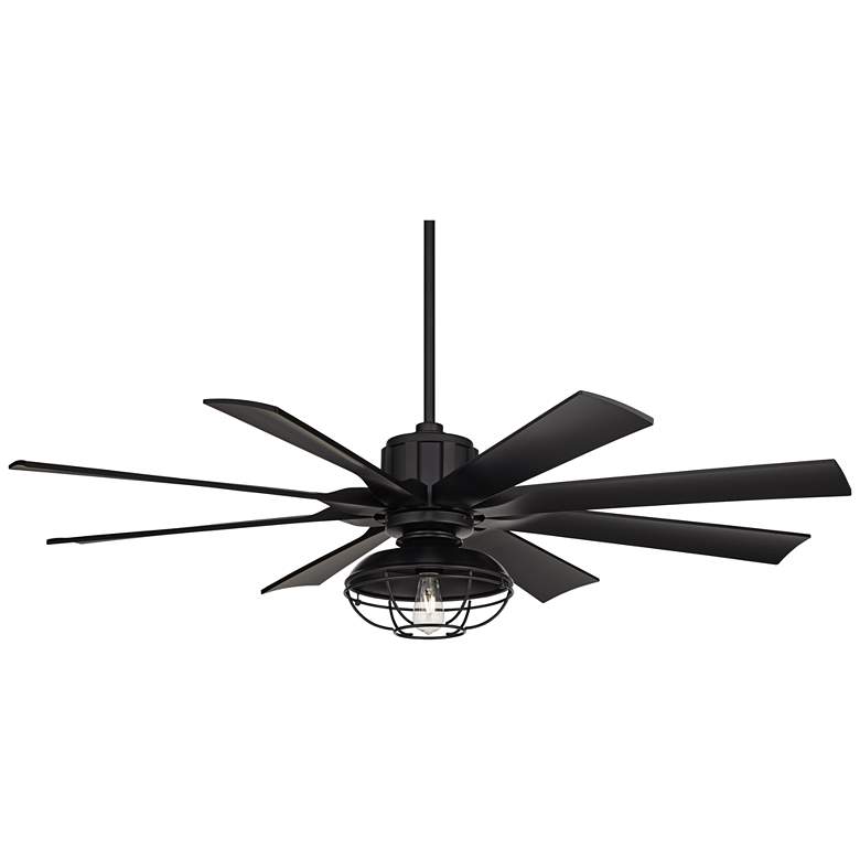 Image 6 60 inch Possini Defender Matte Black Damp LED Ceiling Fan with Remote more views