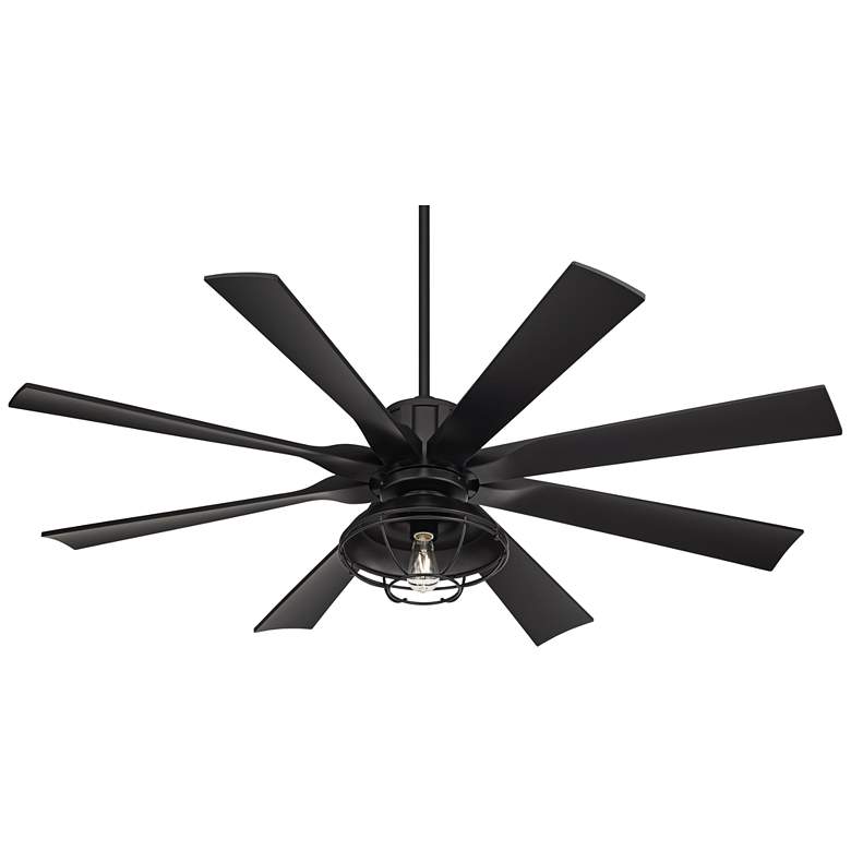 Image 7 60 inch Possini Defender Matte Black Damp LED Ceiling Fan with Remote more views